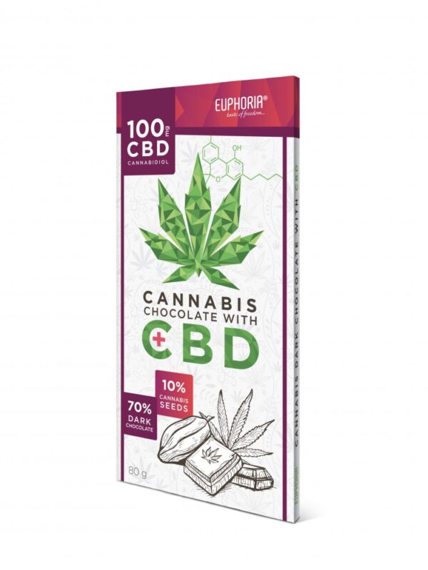 Euphoria Dark chocolate 80 g with hemp seeds, 100 mg CBD