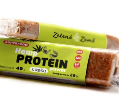 Zelena Zeme Hemp Protein Power Bar - Hemp & Cashew 40 g, 30 pcs