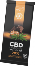 CBD Dark Chocolate with Salty Caramel Pearls (100 mg CBD)