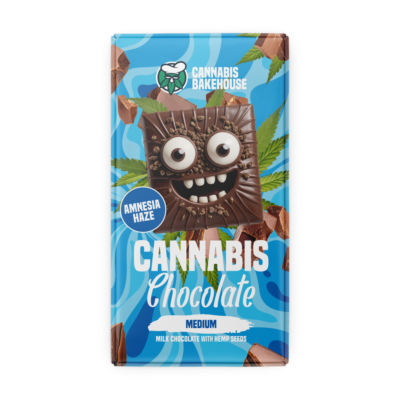 Cannabis Bakehouse Milk Chocolate bar with hemp seeds, Amnesia Haze, 1 pcs